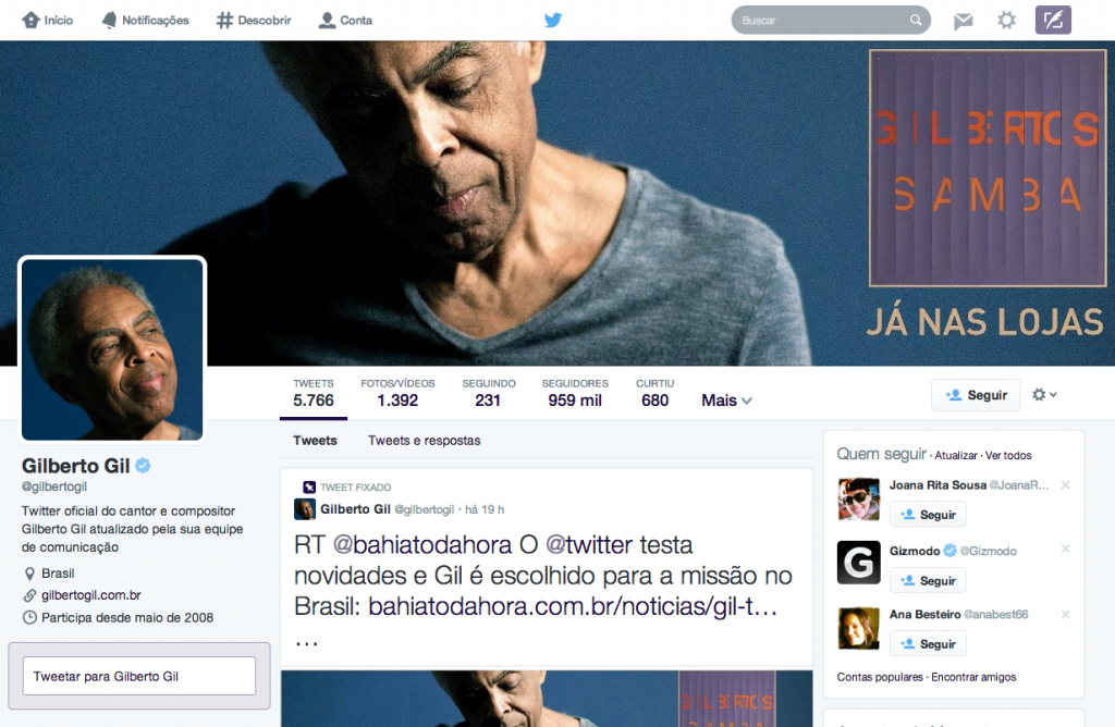 Gilberto Gil Twitter Profile
